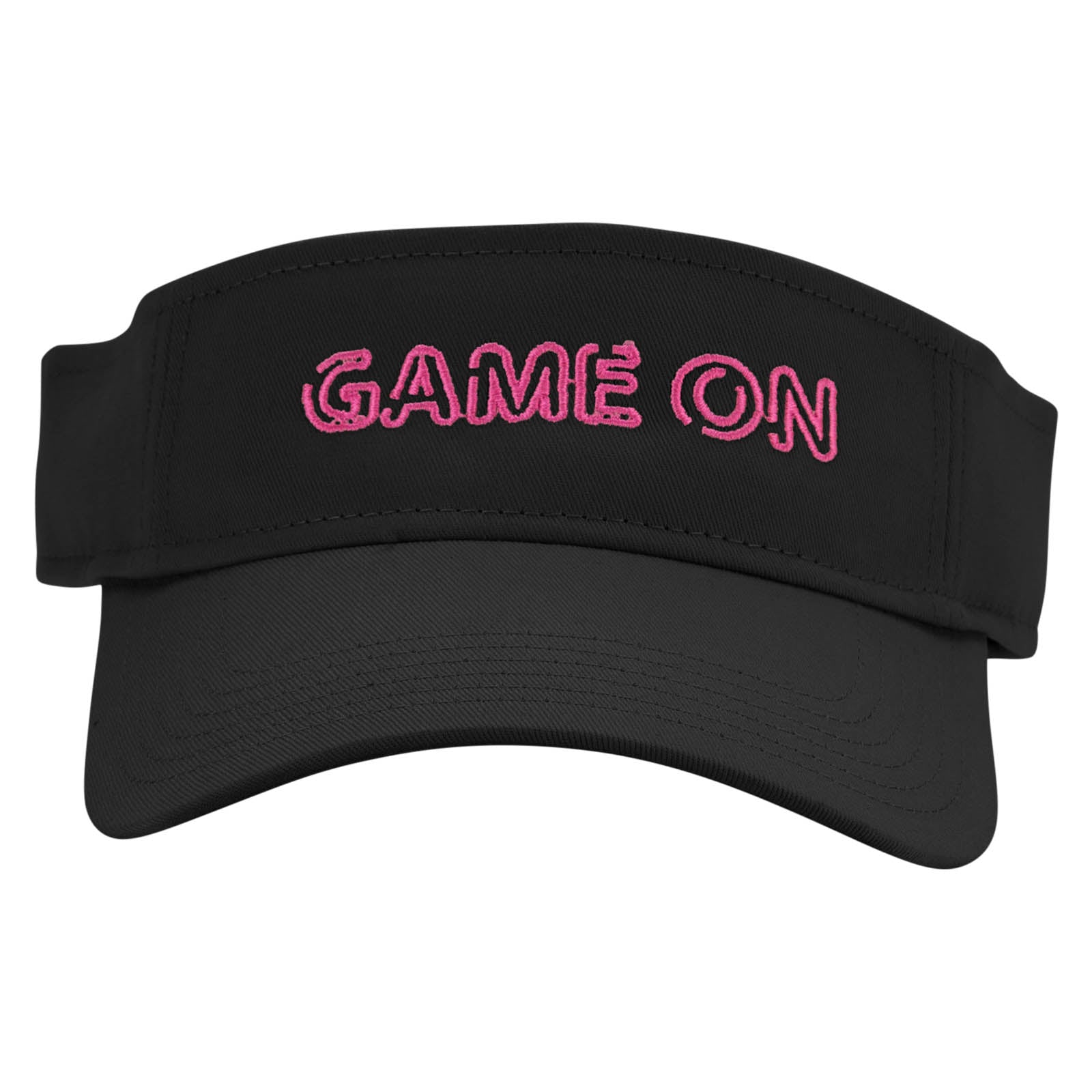 Game On Embroidered Cotton Twill Sun Visor - Black OSFM