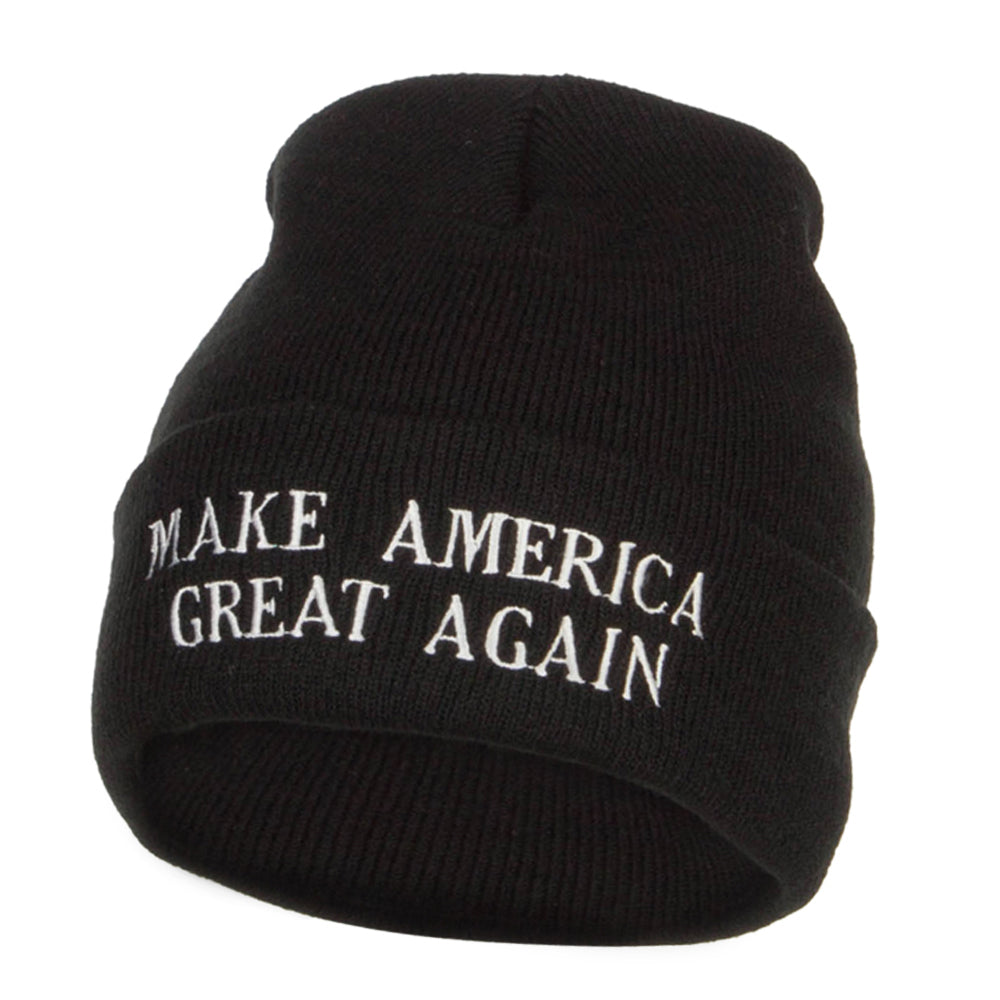 Make America Great Again Embroidered Long Beanie - Black OSFM
