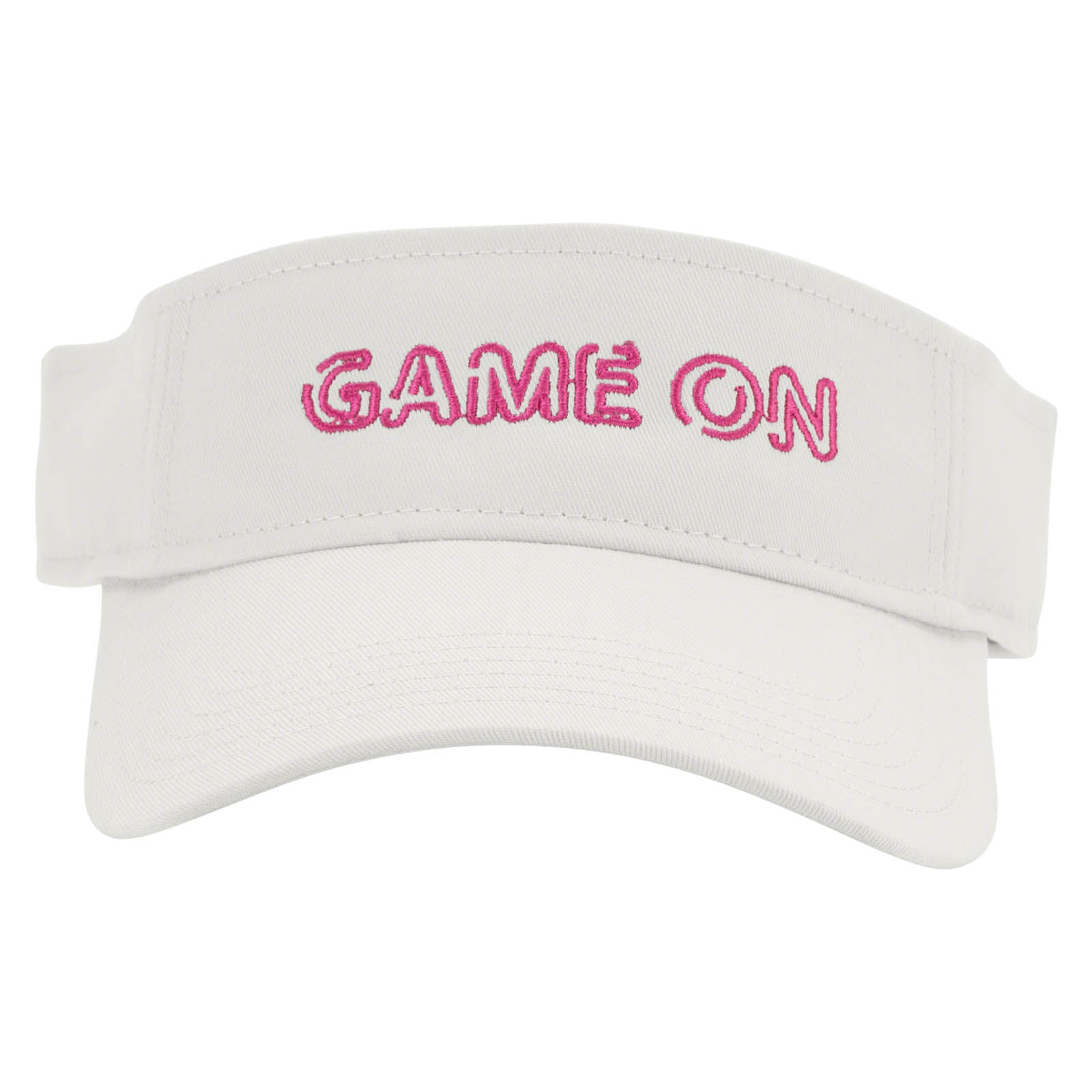 Game On Embroidered Cotton Twill Sun Visor - White OSFM