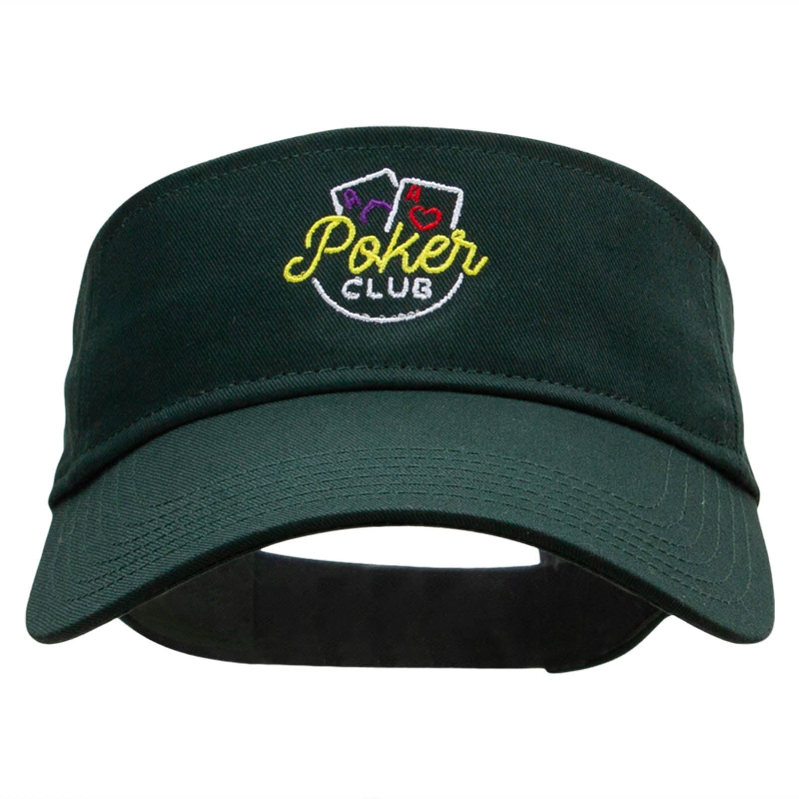 The Poker Club Embroidered Cotton Twill Sun Visor - Dk Green OSFM