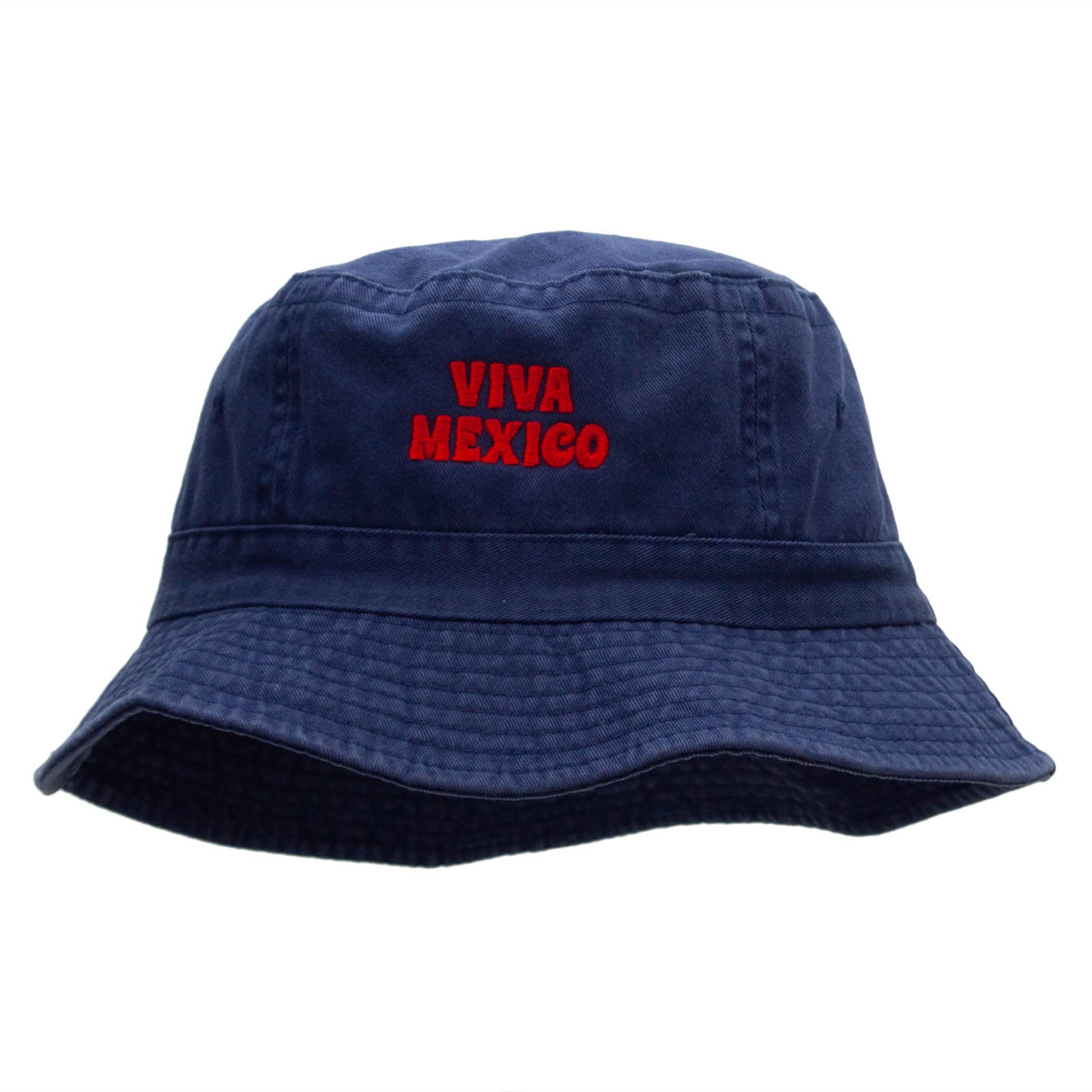 Viva Mexico Phrase Embroidered Bucket Hat - Navy OSFM