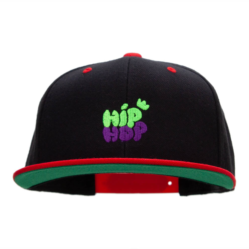 Hip Hop Bubbles Embroidered Wool Blend Classic Snapback - Black Red OSFM