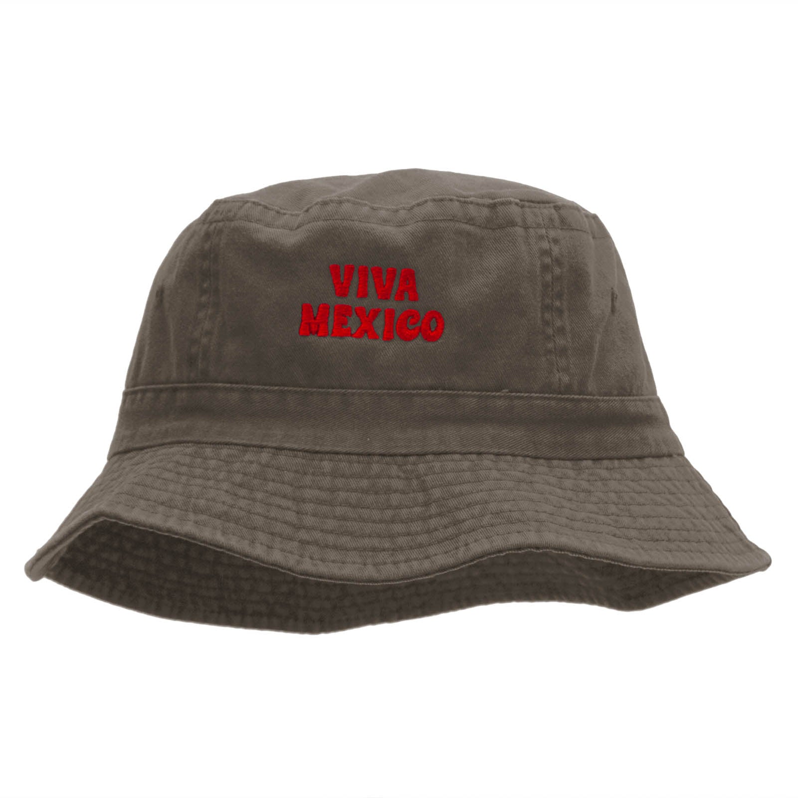 Viva Mexico Phrase Embroidered Bucket Hat - Charcoal OSFM