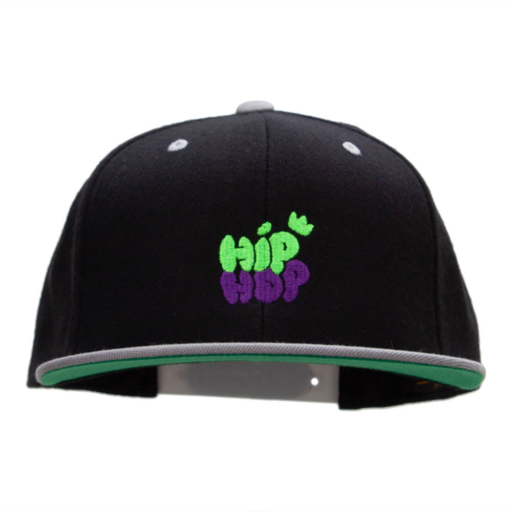 Hip Hop Bubbles Embroidered Wool Blend Classic Snapback - Black Silver OSFM