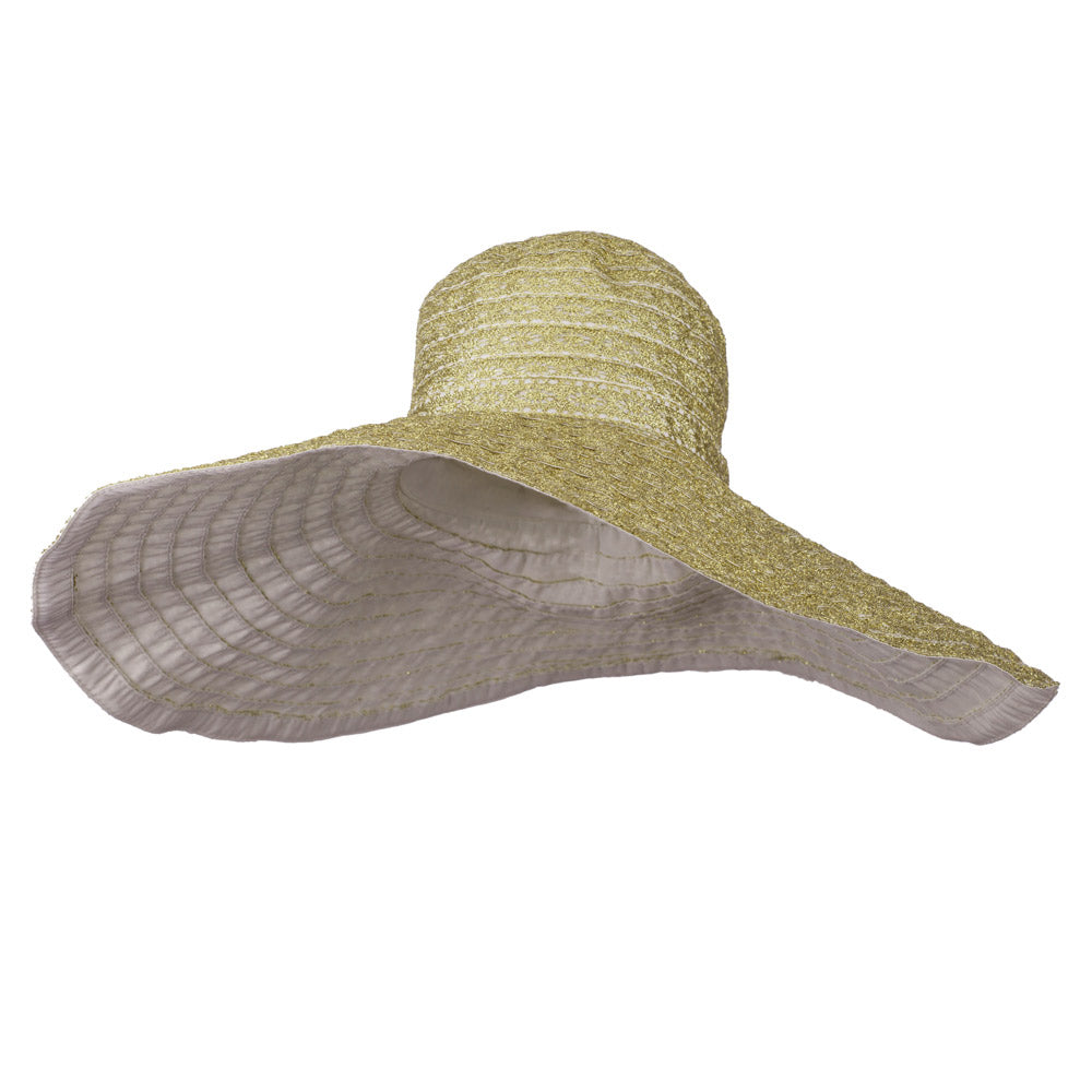 Women&#039;s Hat with Ribbon And Wired Brim - Gold OSFM