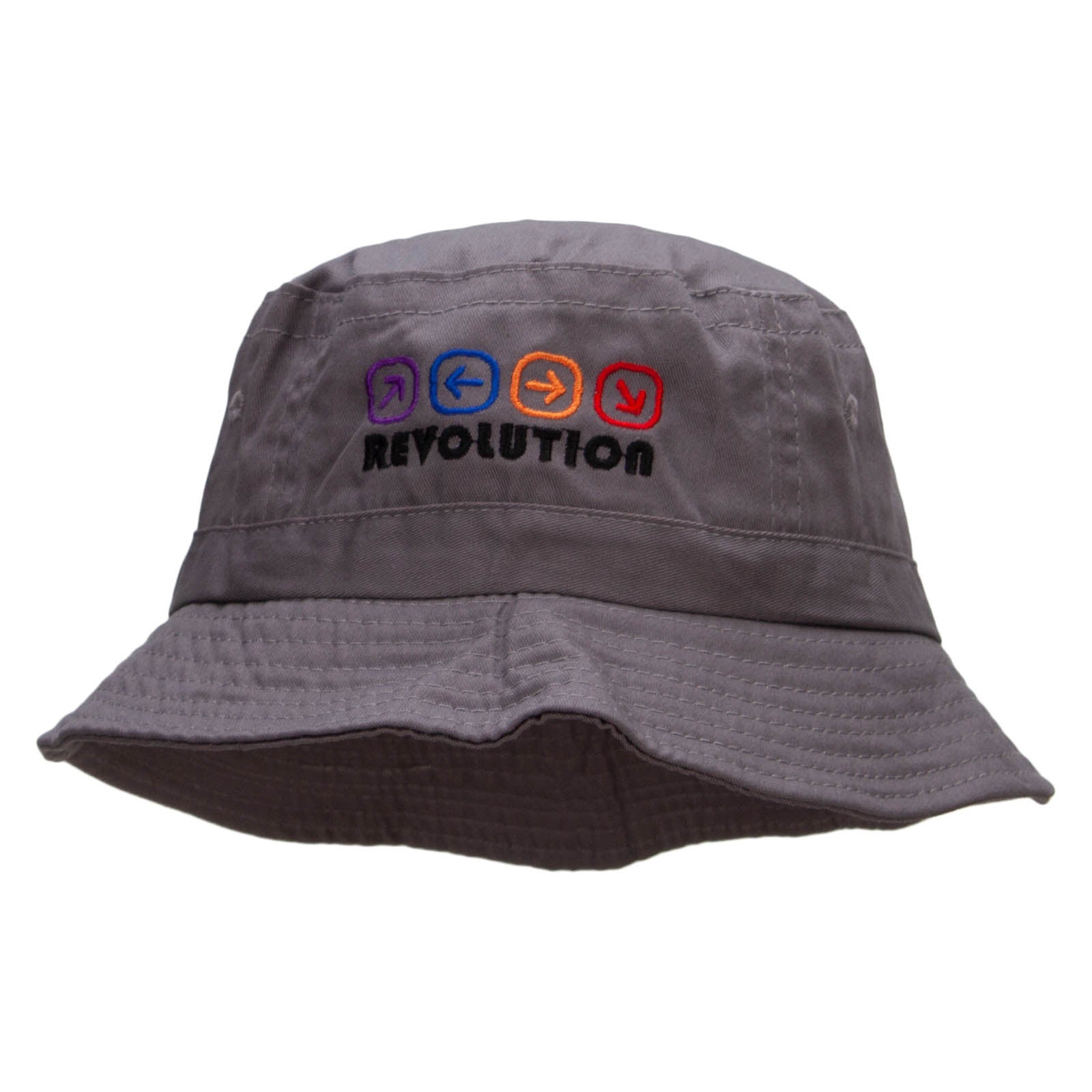 Arrows Dance Revolution Embroidered Pigment Dyed Bucket Hat - Charcoal OSFM