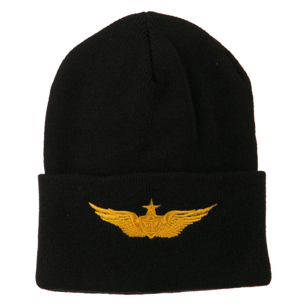 Aircraft Crewman Embroidered Long Beanie - Black OSFM