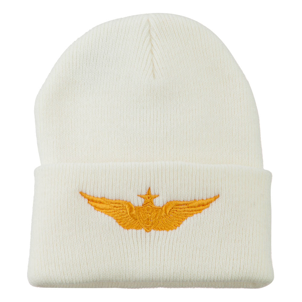 Aircraft Crewman Embroidered Long Beanie - White OSFM