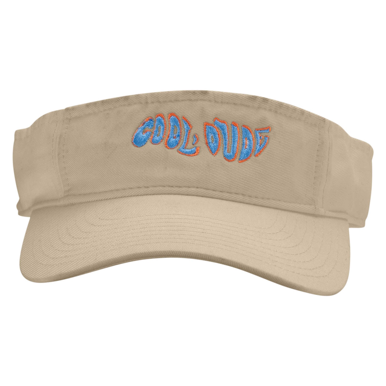 Cool Dude Embroidered Pro Style Cotton Twill Washed Visor - Khaki OSFM