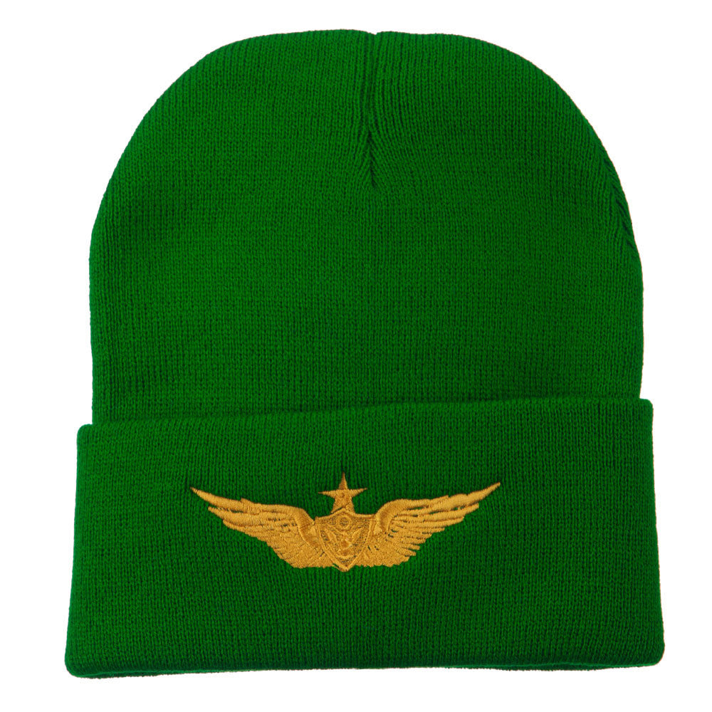 Aircraft Crewman Embroidered Long Beanie - Kelly OSFM