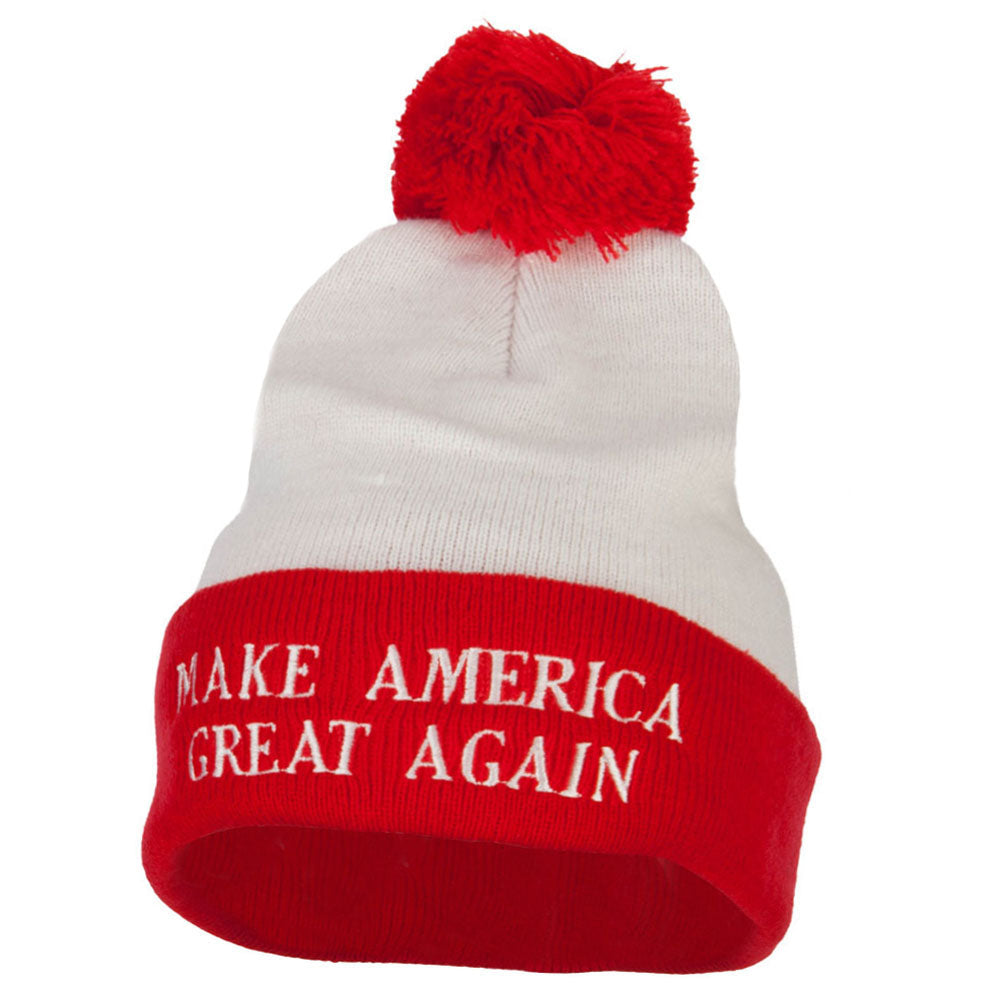 Make America Great Again Embroidered Acrylic Long Beanie - Red White OSFM