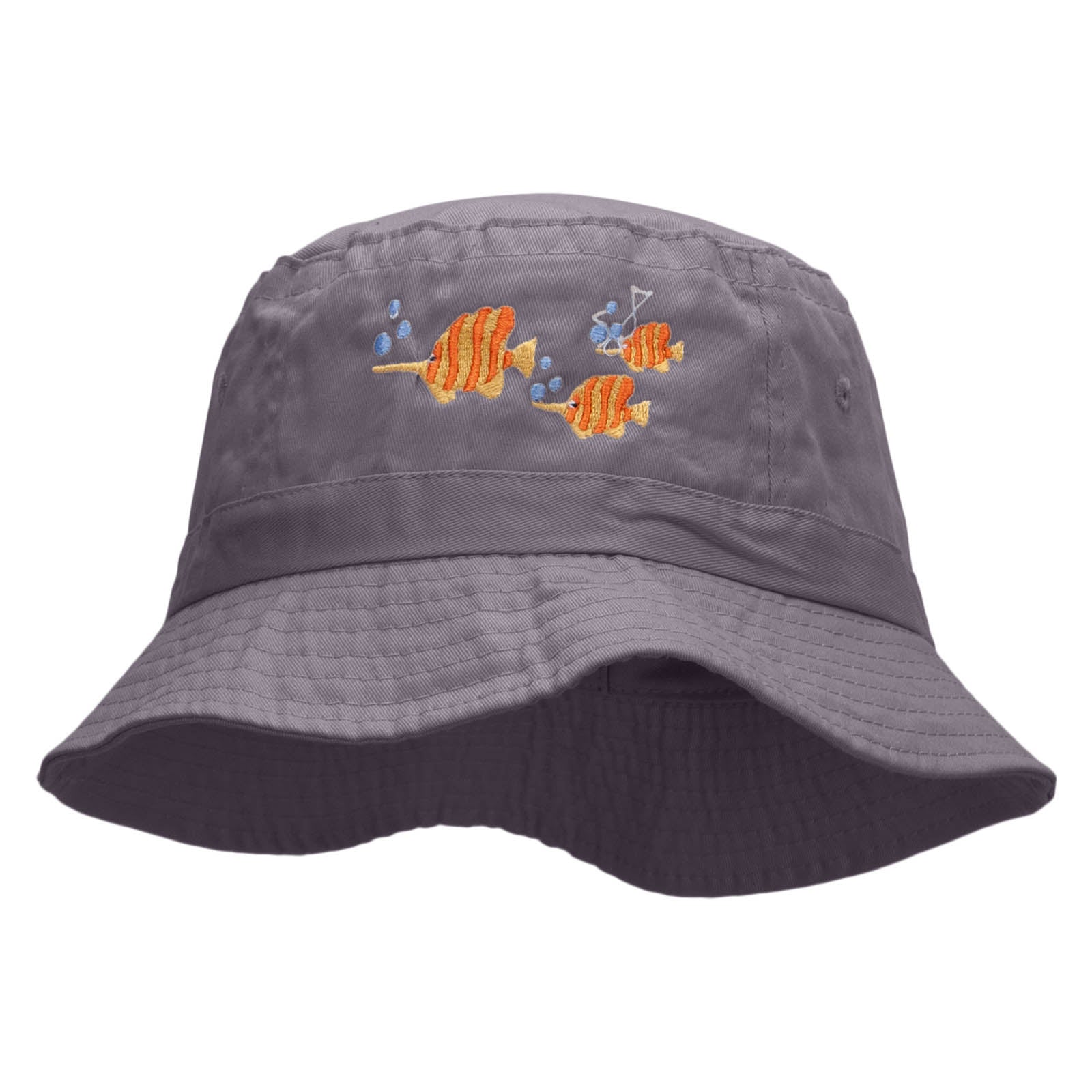 Butterfly Fish Embroidered Bucket Hat - Charcoal OSFM