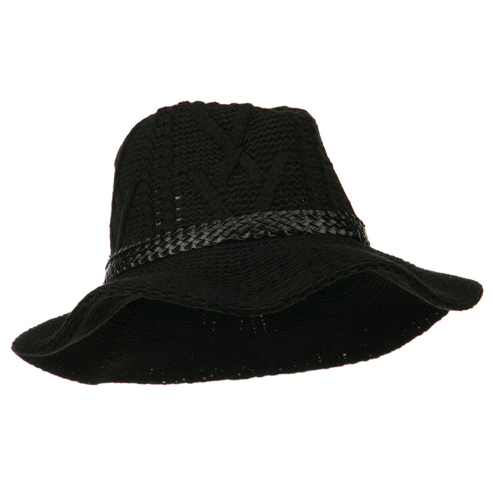 Women&#039;s Acrylic Yarn Cowboy Safari Hat - Black OSFM