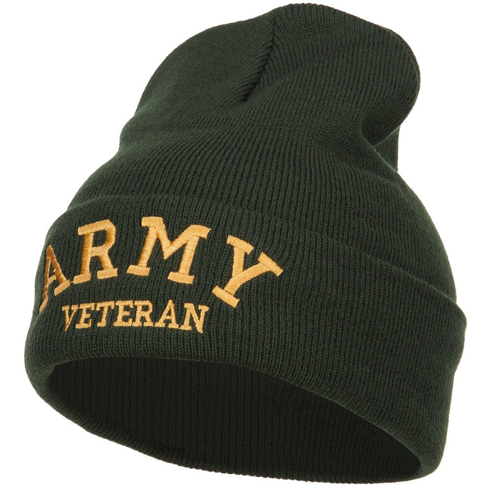 Army Veteran Letters Embroidered Long Beanie - Olive OSFM