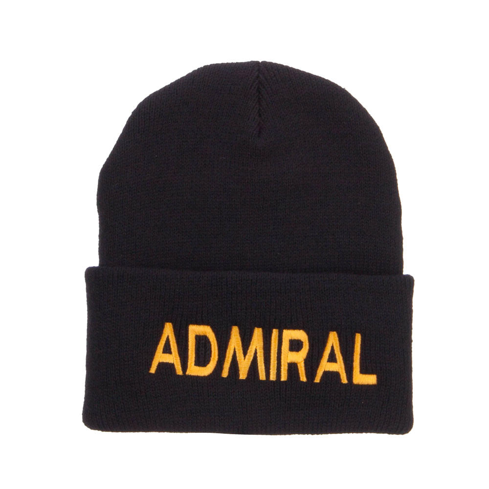 Admiral Military Embroidered Long Beanie - Black OSFM