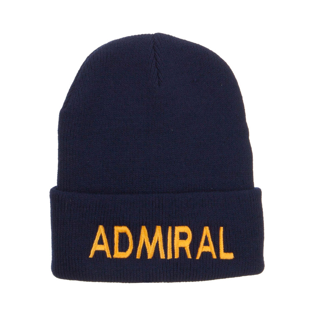 Admiral Military Embroidered Long Beanie - Navy OSFM