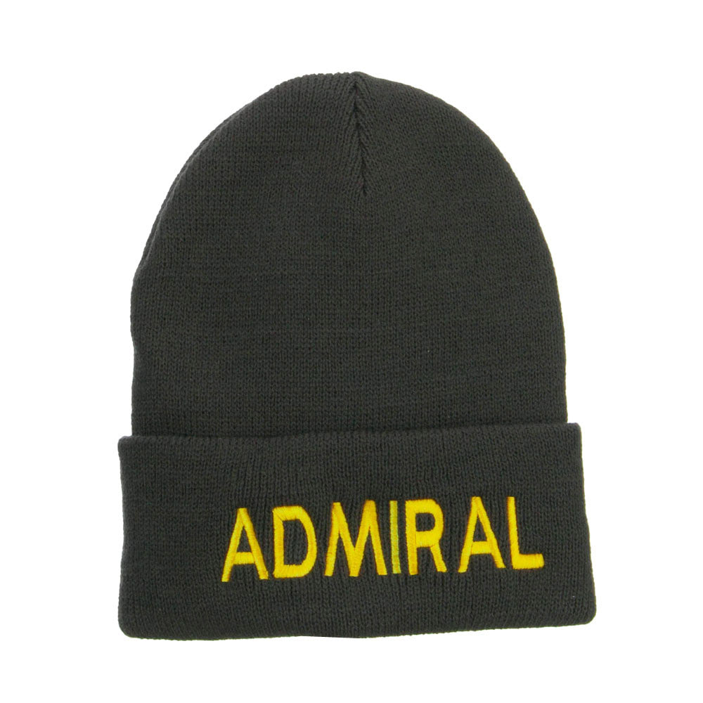 Admiral Military Embroidered Long Beanie - Dk Grey OSFM