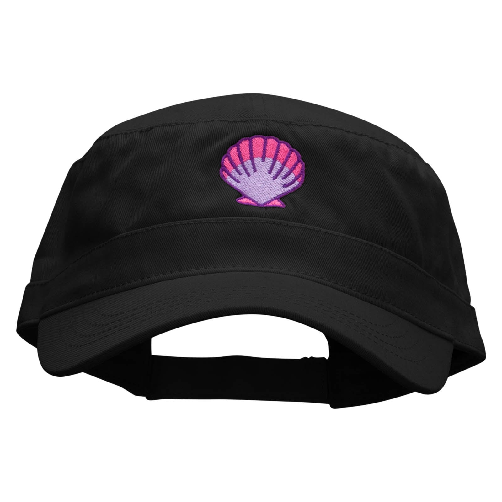 Purple Shell Garment Washed Adjustable Army Cap - Black OSFM