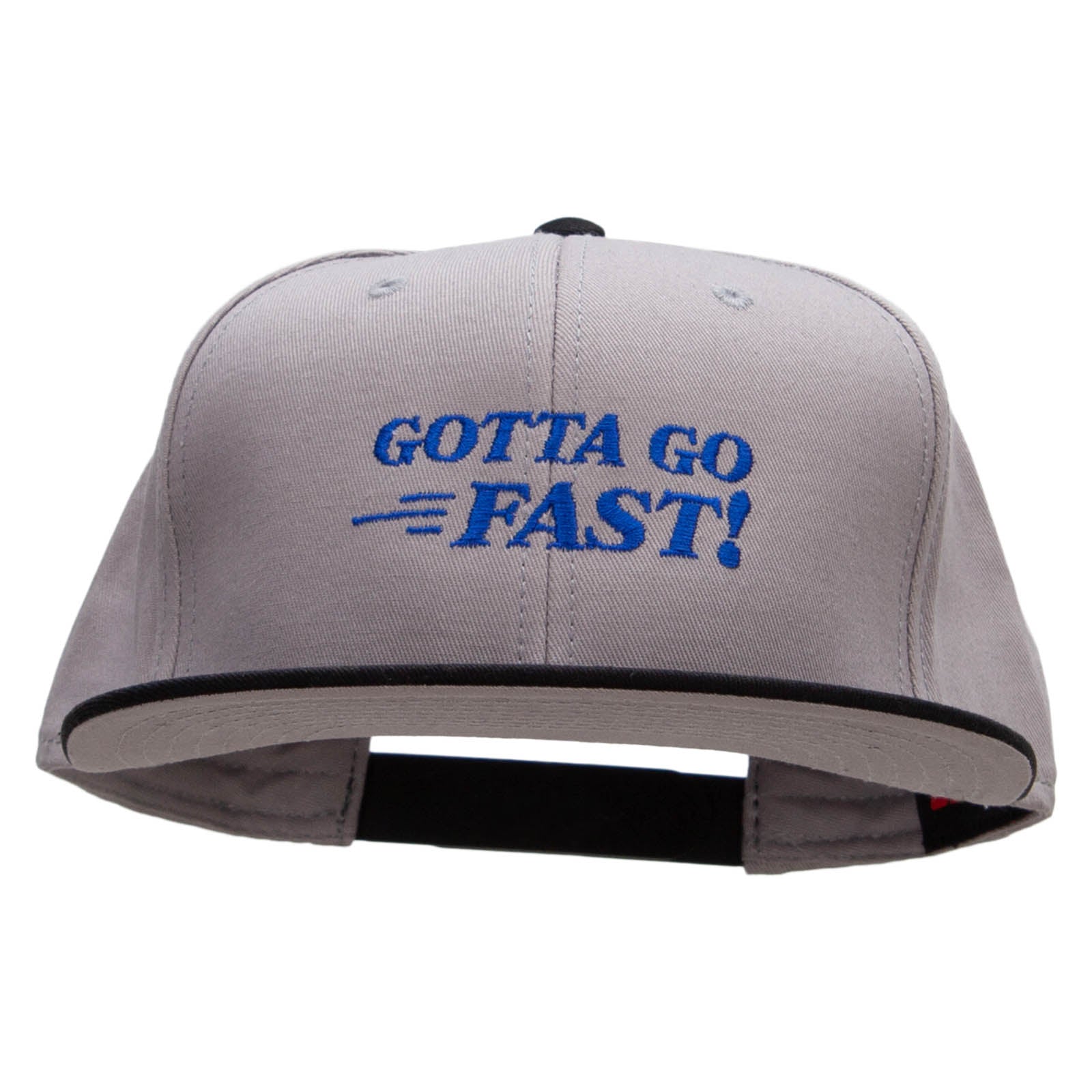 Gotta Go Fast Embroidered Two Tone Flat Bill Snapback - Black Grey OSFM