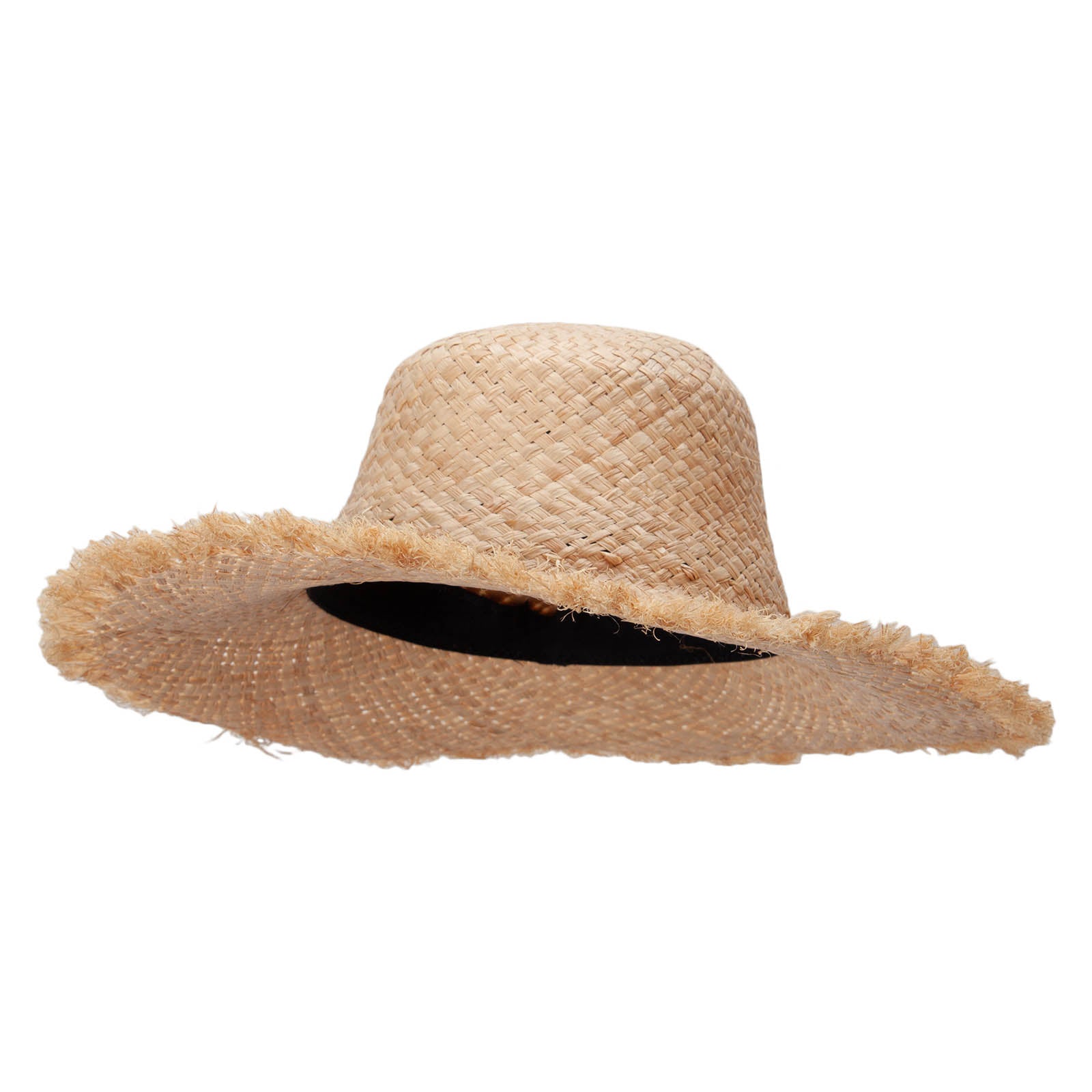 Women&#039;s Short Fringed Brim Hat - Natural OSFM