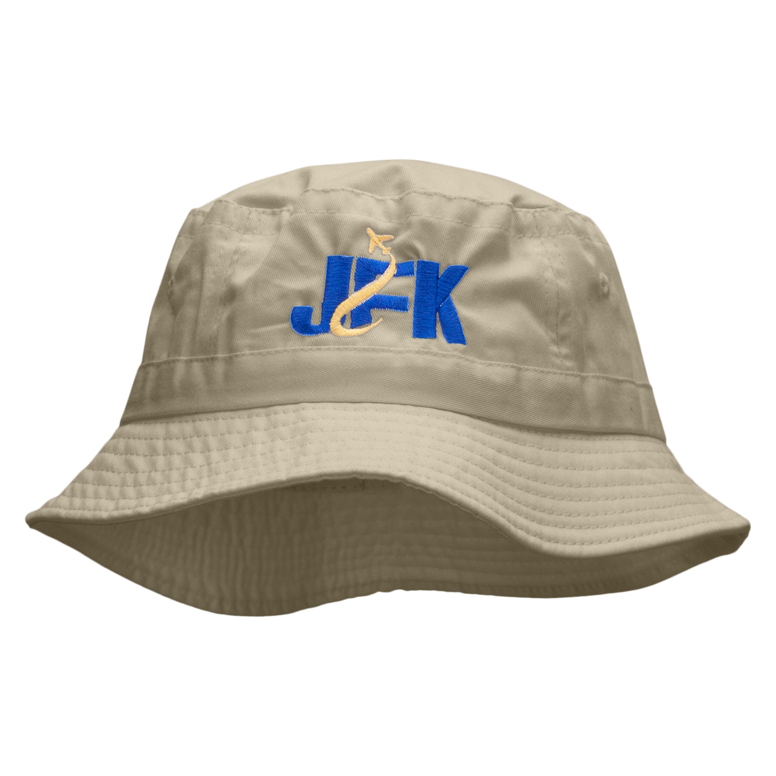 JFK Embroidered Bucket Hat - Natural OSFM