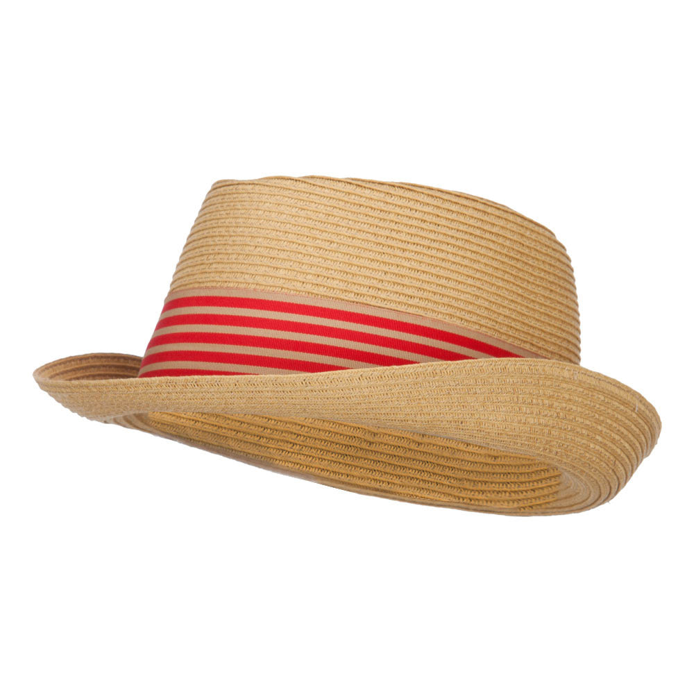 UPF 50+ Wide Band Braid Fedora - Tan L