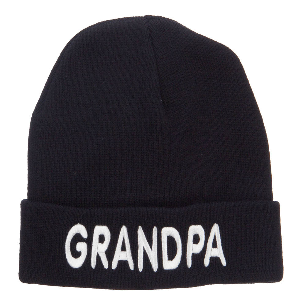 Wording of Grandpa Embroidered Cuff Beanie - Black OSFM
