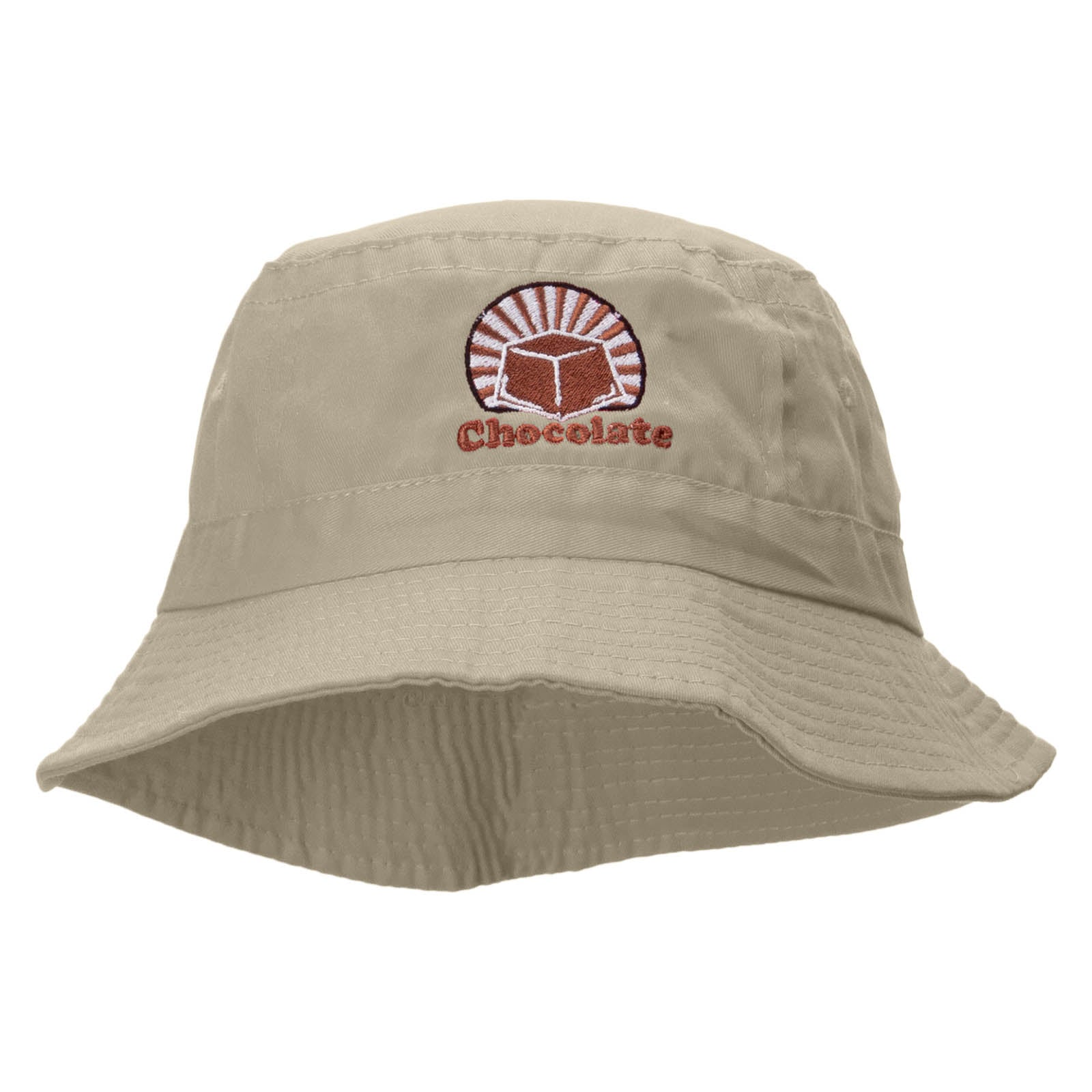 Chocolate Embroidered Bucket Hat - Natural OSFM