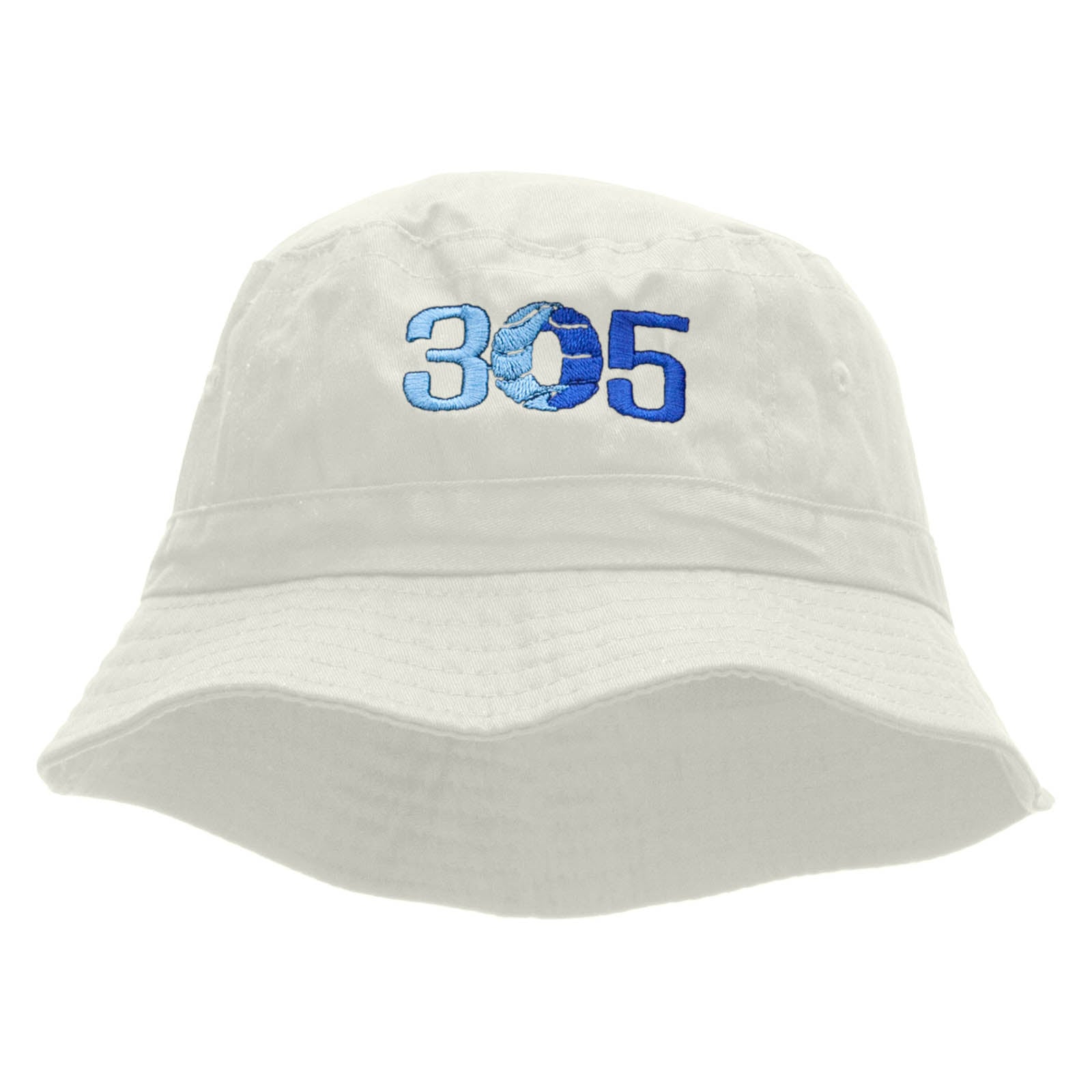 305 Embroidered Bucket Hat - White OSFM