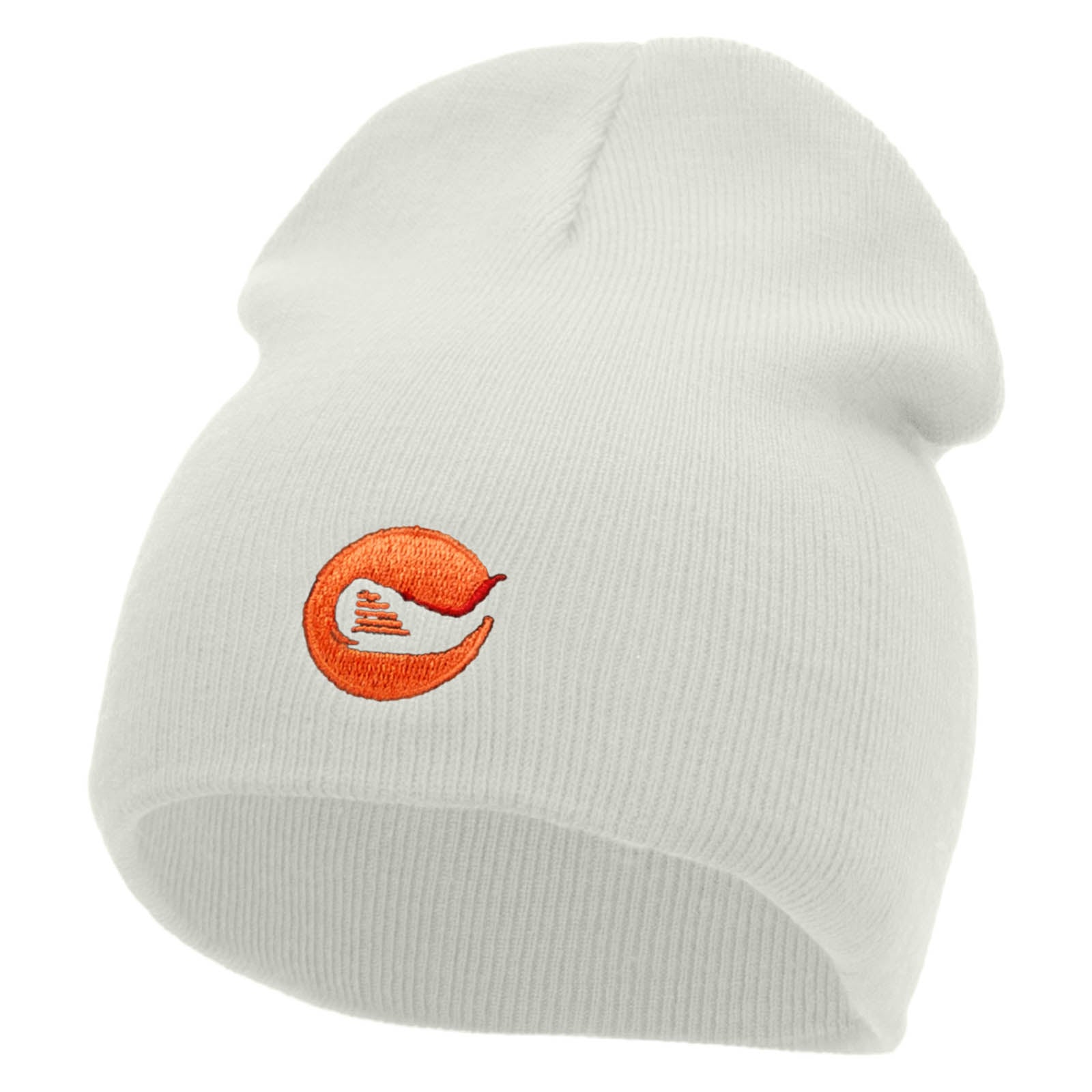 Golf Iron Emblem Embroidered Short Beanie - White OSFM