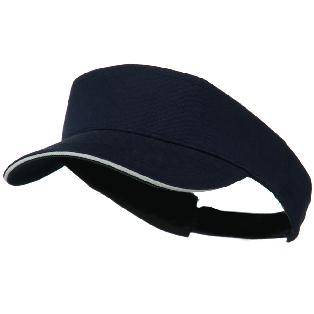 Brushed Cotton Sandwich Visor - Navy White OSFM