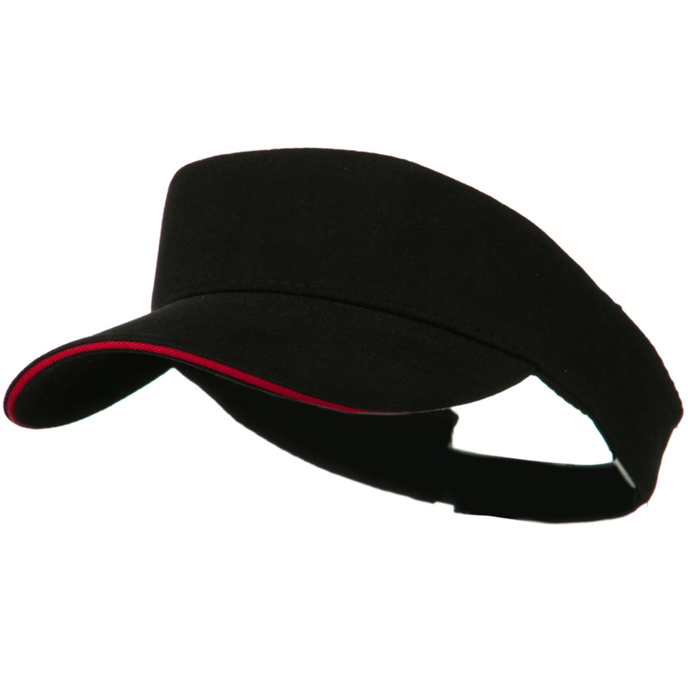 Brushed Cotton Sandwich Visor - Black Red OSFM