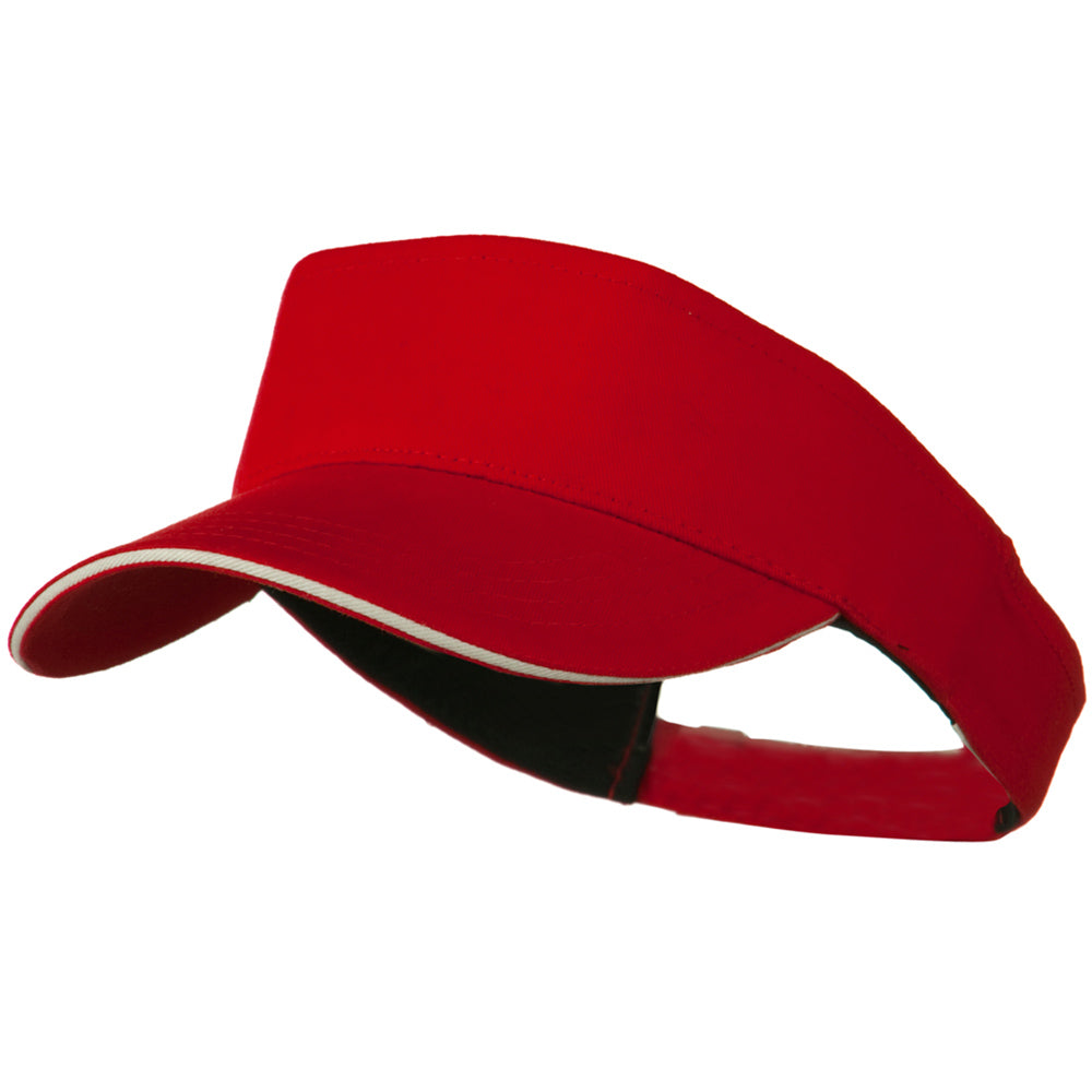 Brushed Cotton Sandwich Visor - Red White OSFM