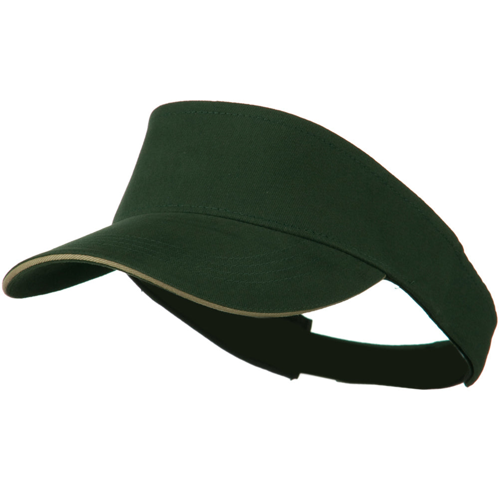 Brushed Cotton Sandwich Visor - Dark Green Khaki OSFM