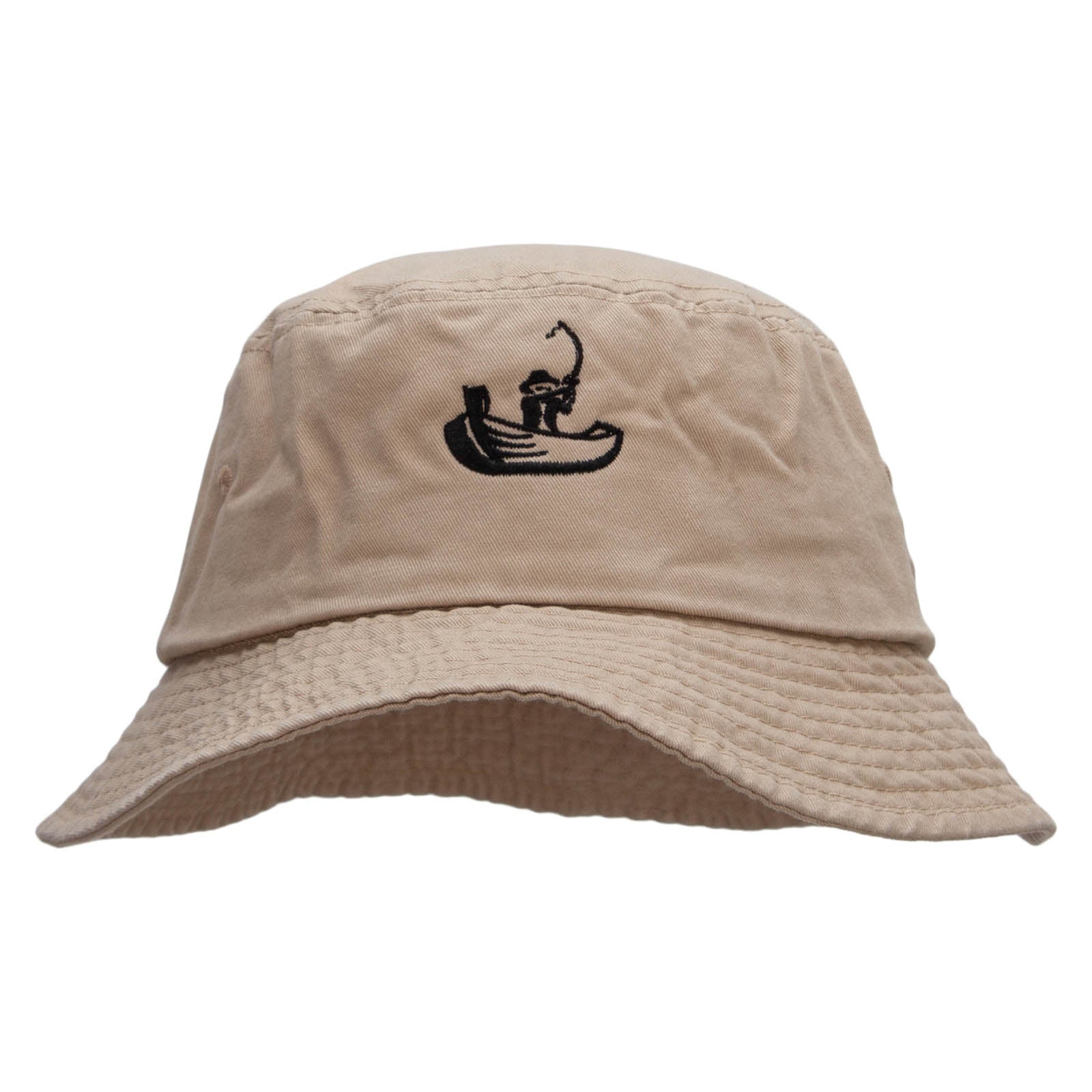 Fishing on Boat Unisex Multipurpose Crushable Cotton Twill Bucket Hat - Khaki L