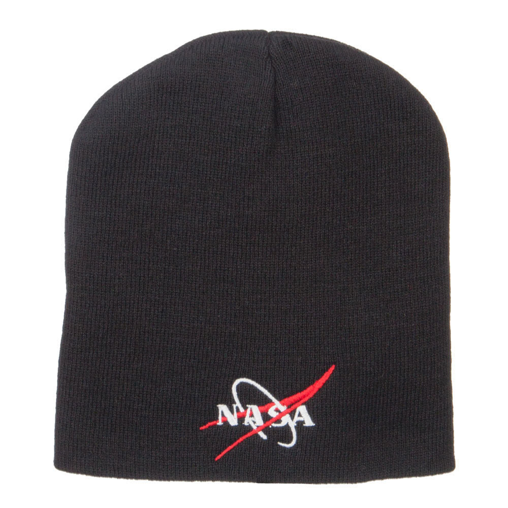 NASA Logo Embroidered Short Beanie - Black OSFM