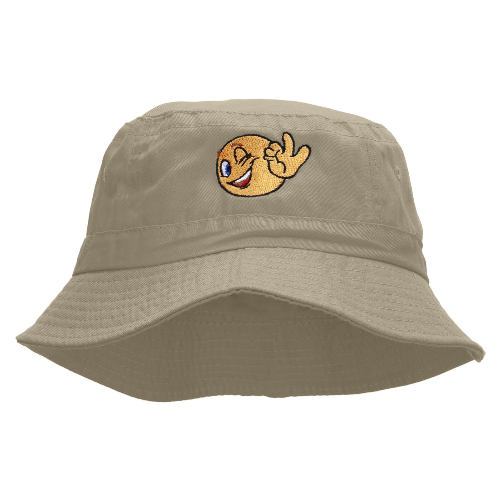 Ok Emoji Embroidered Bucket Hat - Natural OSFM