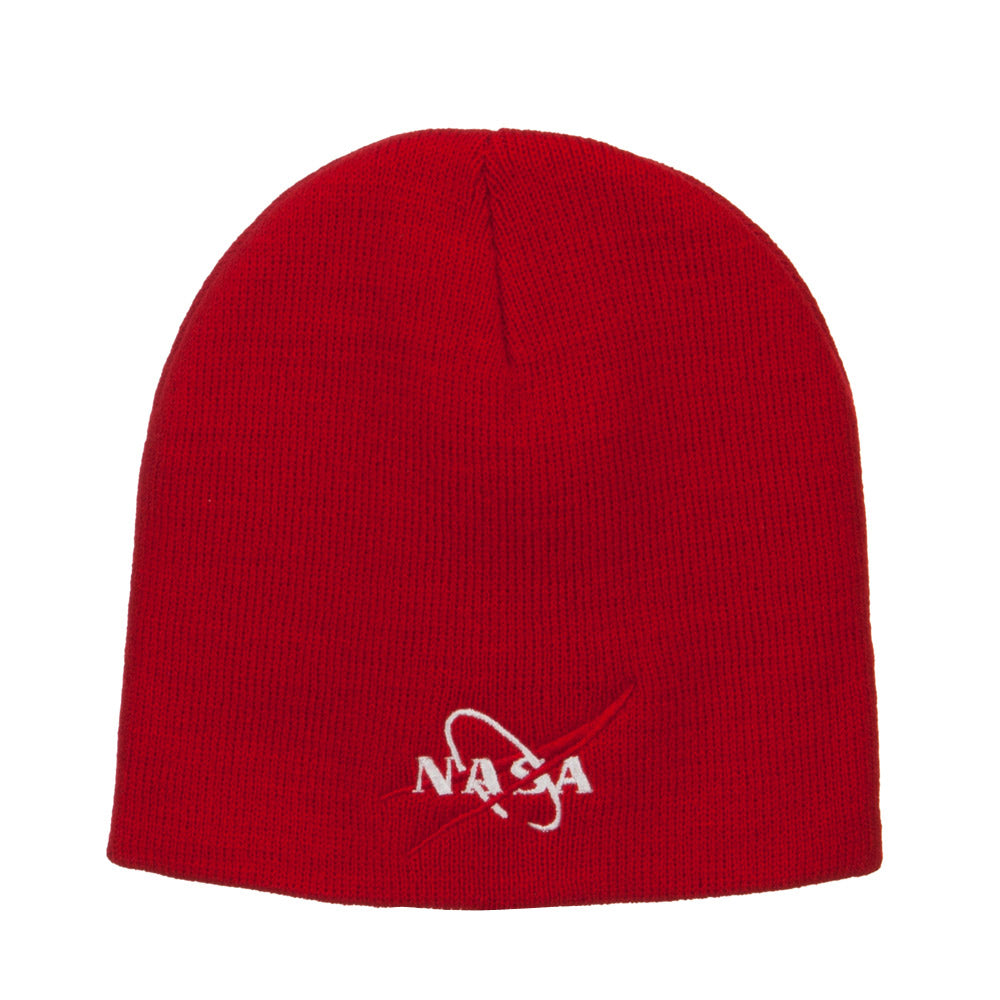 NASA Logo Embroidered Short Beanie - Red OSFM
