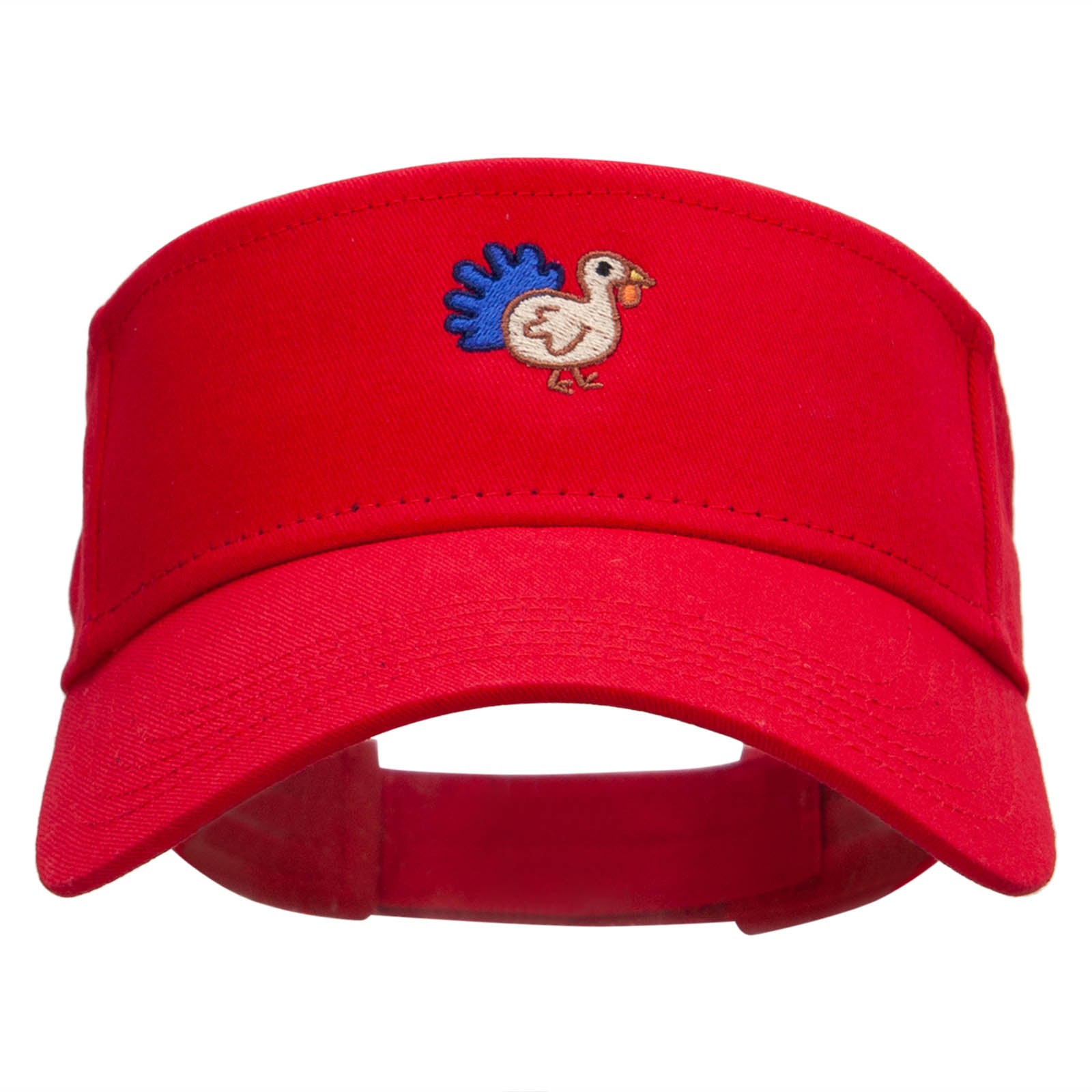 Baby Turkey Embroidered Cotton Twill Sun Visor - Red OSFM