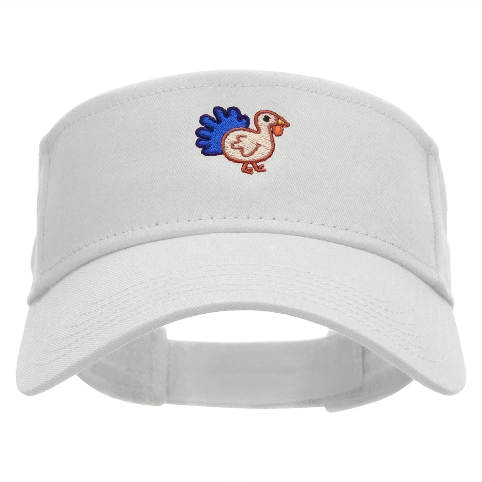 Baby Turkey Embroidered Cotton Twill Sun Visor - White OSFM