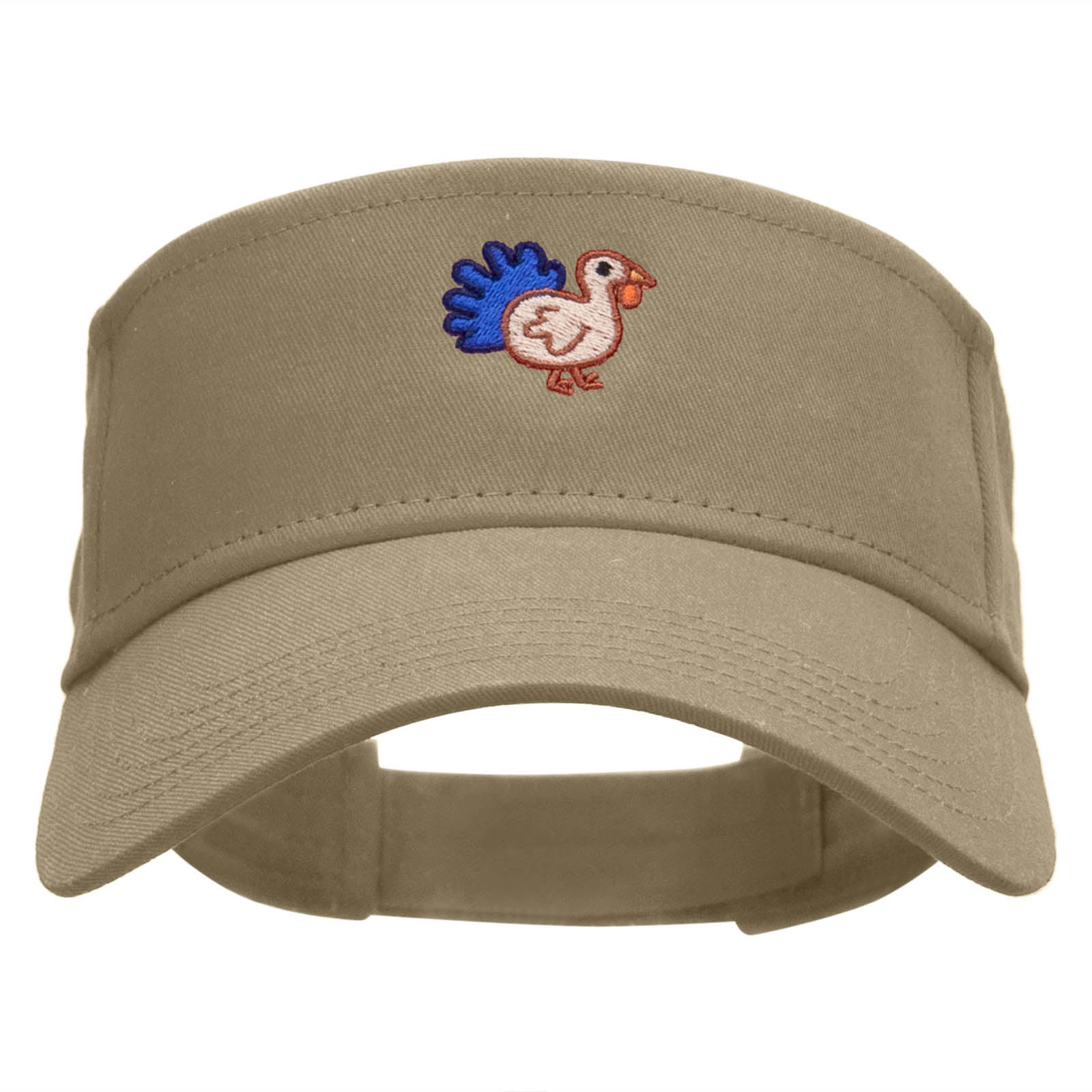 Baby Turkey Embroidered Cotton Twill Sun Visor - Khaki OSFM