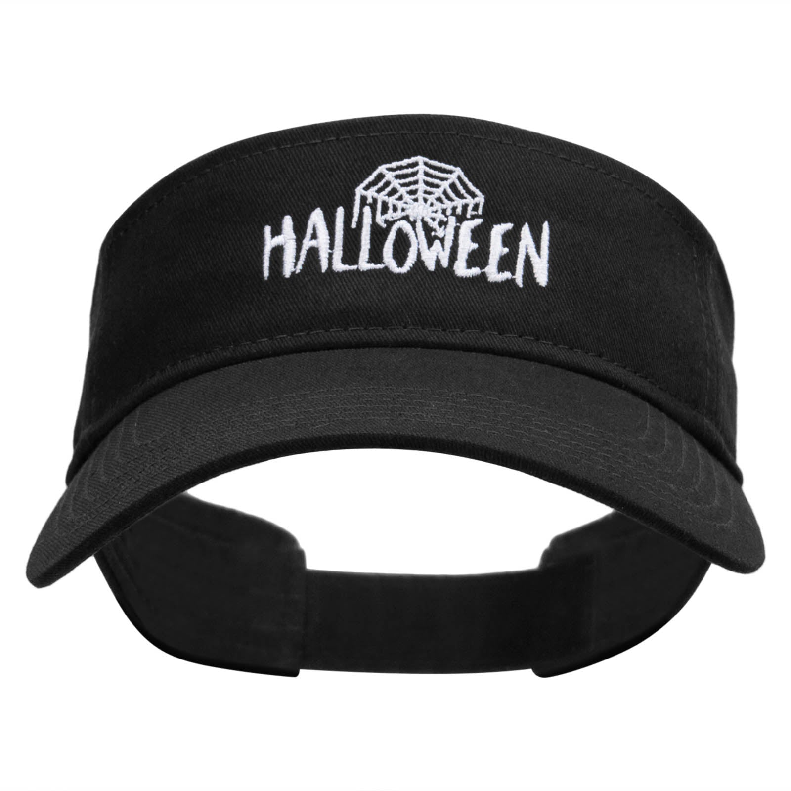 Halloween And Web Embroidered Cotton Twill Sun Visor - Black OSFM