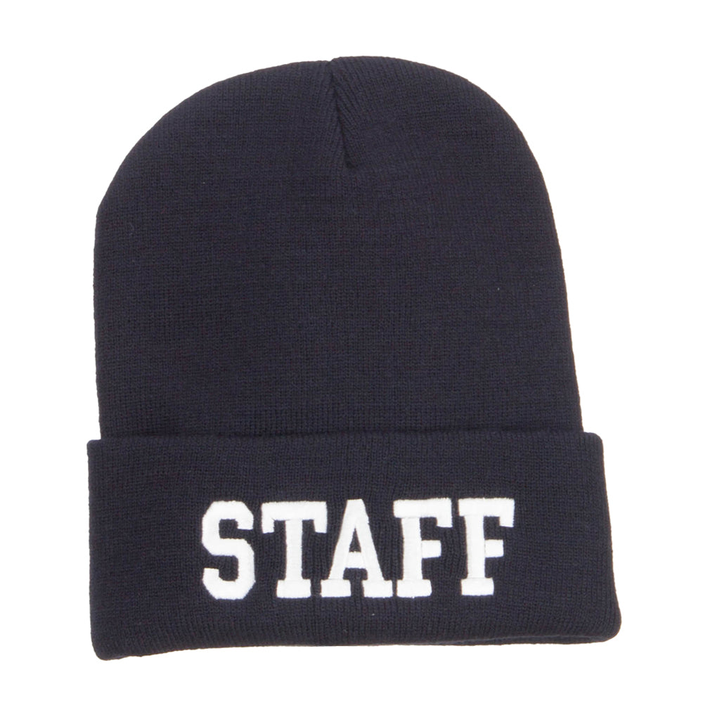 Staff Letter Embroidered Long Beanie - Navy OSFM