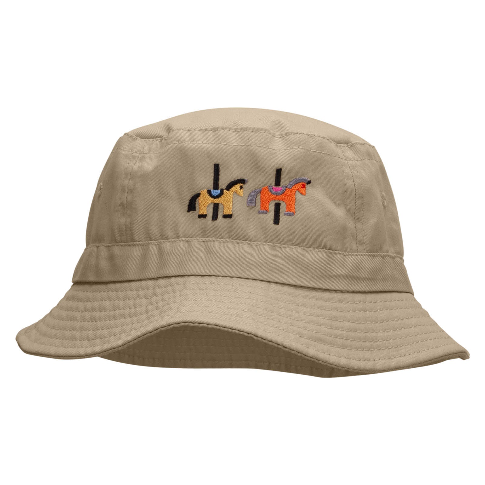 Merry-Go-Round Embroidered Pigment Dyed Bucket Hat - Natural OSFM