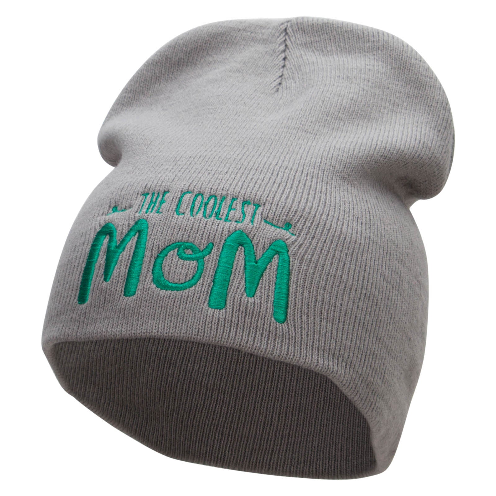 The Coolest Mom Embroidered 8 inch Acrylic Short Blank Beanie - Grey OSFM