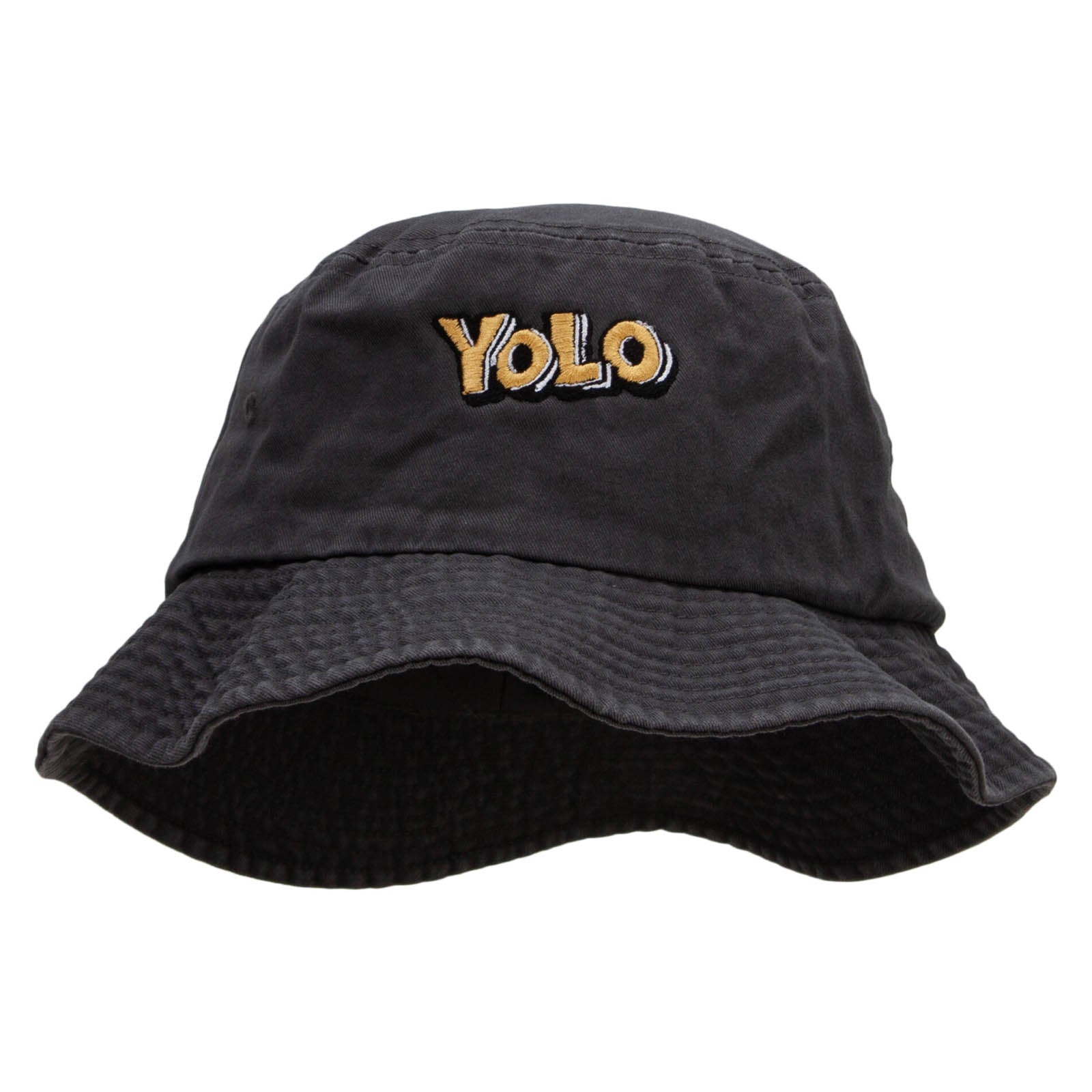 YOLO Unisex Multipurpose Crushable Cotton Twill Bucket Hat - Charcoal L