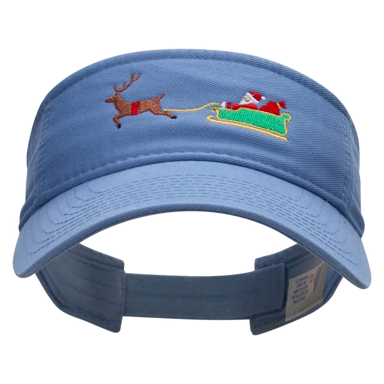 Santa On the Way Embroidered Pro Style Cotton Twill Washed Visor - Lt Blue OSFM