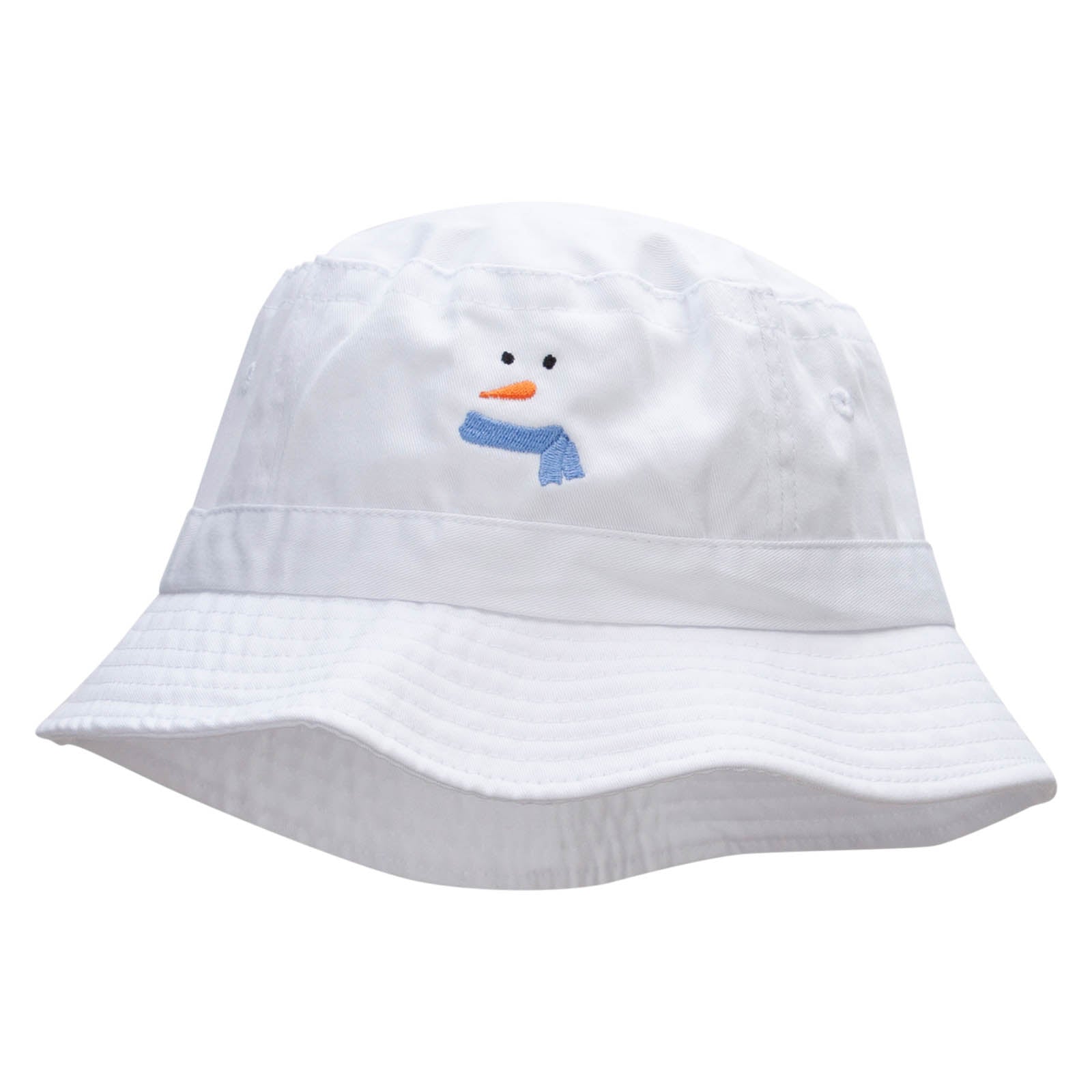 Simplified Snowman Embroidered Bucket Hat - White OSFM