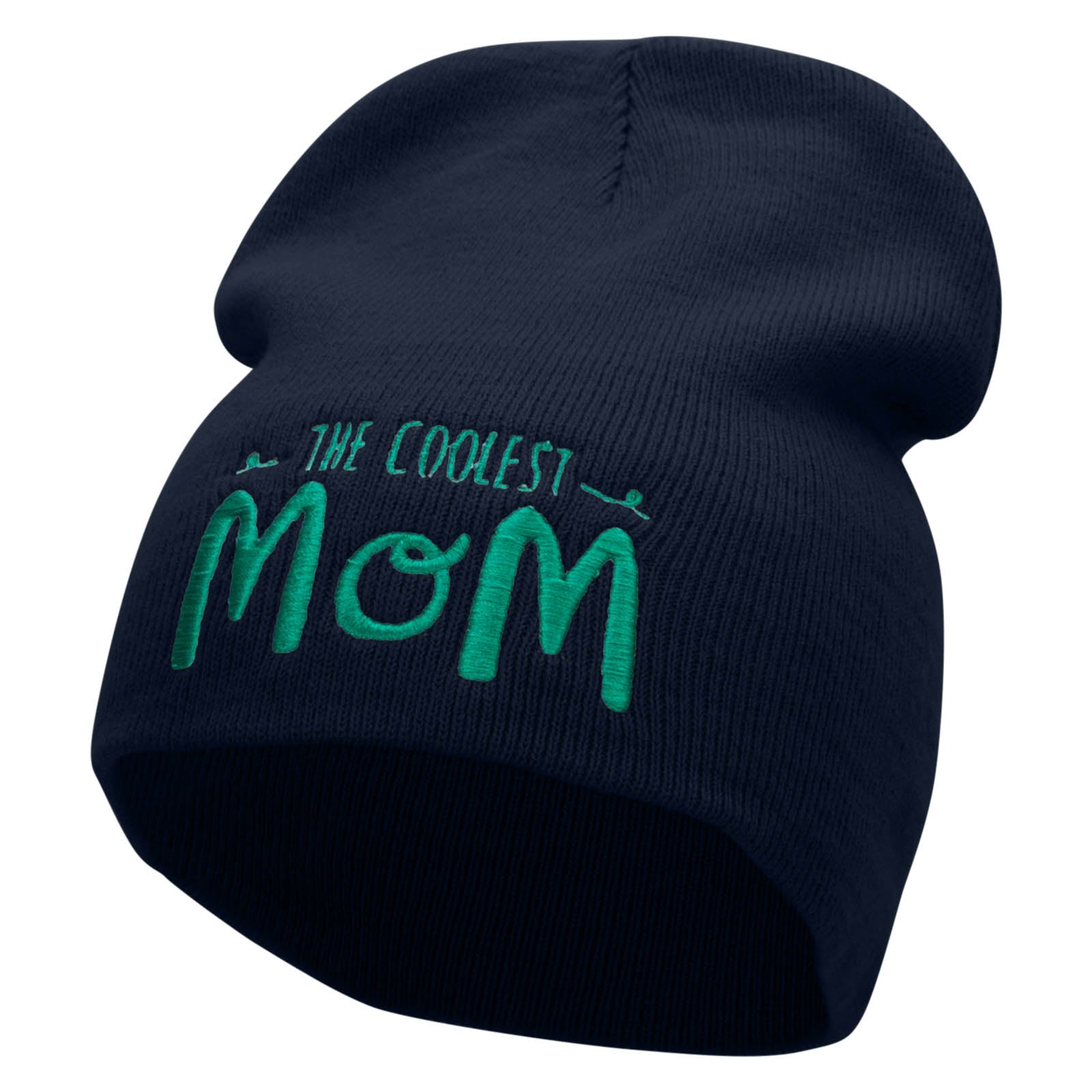 The Coolest Mom Embroidered 8 inch Acrylic Short Blank Beanie - Navy OSFM