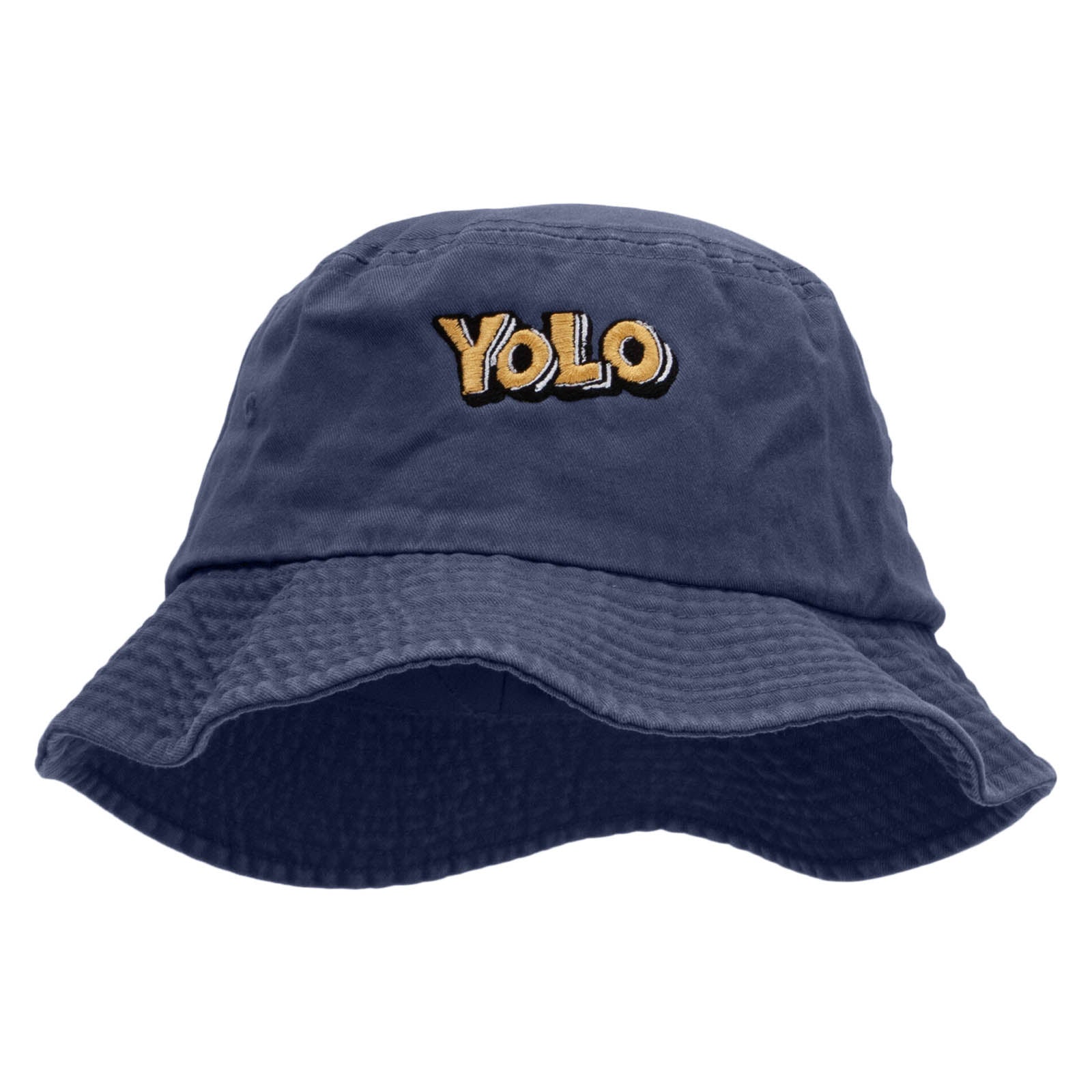 YOLO Unisex Multipurpose Crushable Cotton Twill Bucket Hat - Navy L